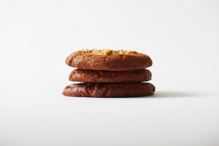 levante cookie stack with espresso, tahini, espresso salt and candied sesame